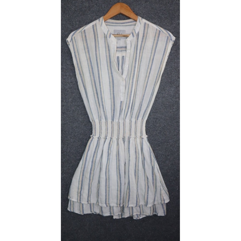 Rails Dress Women XS Angelina Smocked Mini Ryland Stripe EUC Sleeveless V Neck